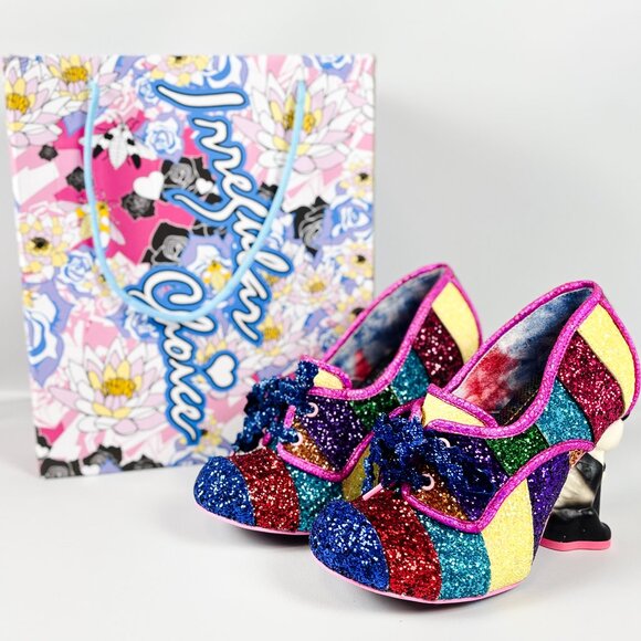 Irregular Choice x Buy Sell Worship Bei Bei Rainbow Glitter Panda Heels Size 8 - Picture 9 of 11